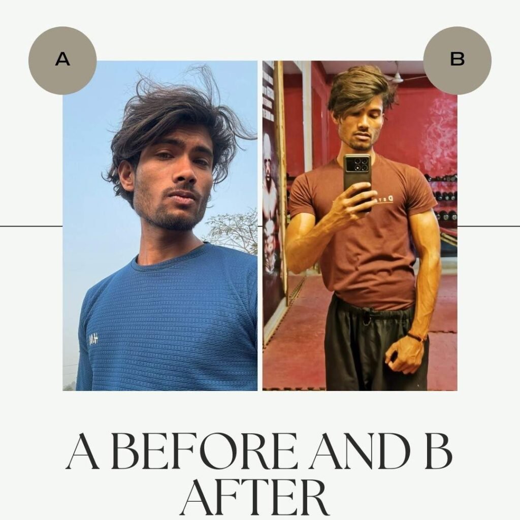 Two images of a person one is taken before using Pilgrim serum, another is taken after using the serum